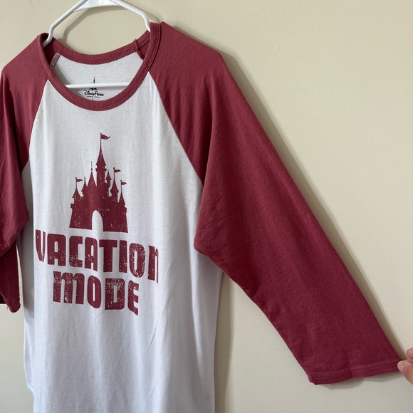 Disney Vacation Mode Mauve Pink White Raglan 3/4 Sleeve Baseball Tee Size Large - Picture 3 of 8
